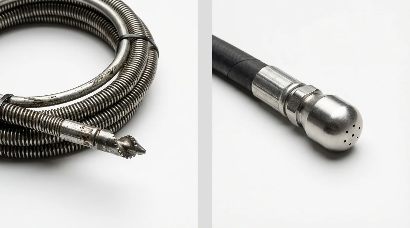 Drain snake cable and hydro jetting nozzle used for drain cleaning in Shippensburg, PA