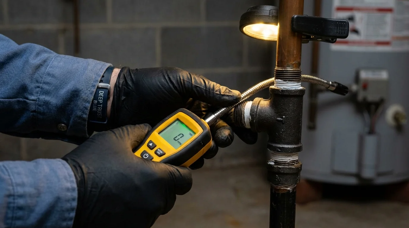 Gas leak detection with electronic sniffer by Johns Plumbing LLC in Shippensburg